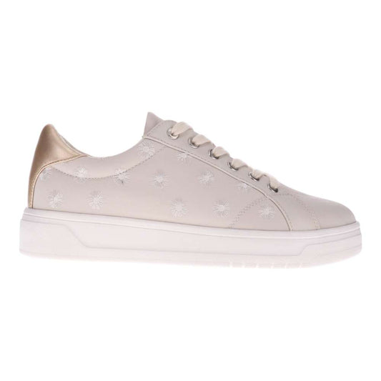 Paisley Floral Lace-Up Casual Sneaker - Beige/Patch
