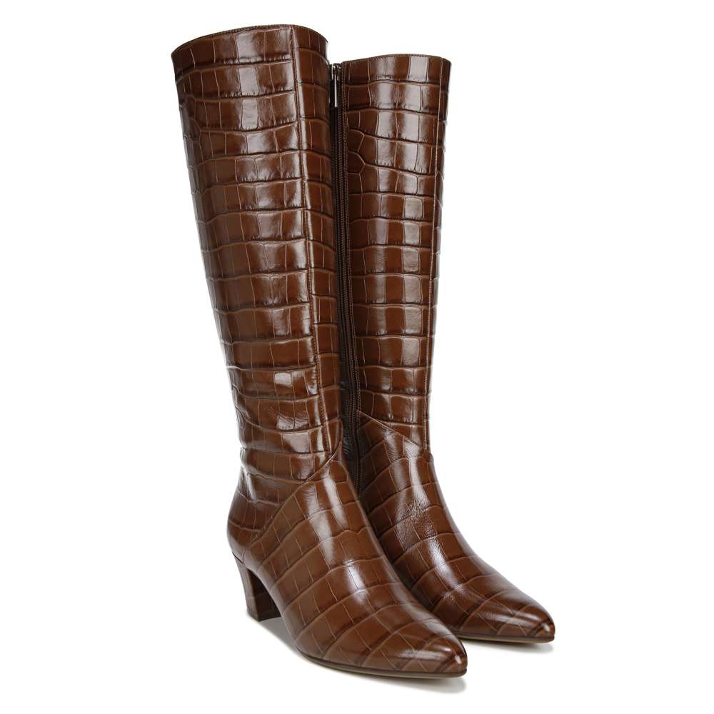 Melanie Tall Boot - Brown Croco