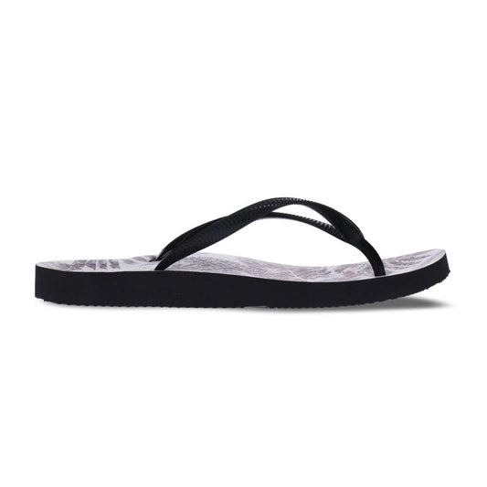 Venice Print Women's Toe Post Sandal - Palm Black