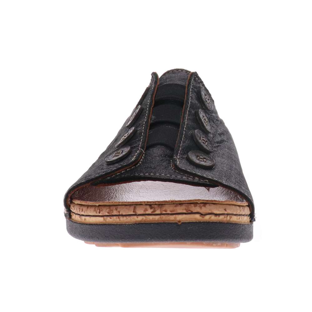 Antalya Slide Sandal - Black Linen
