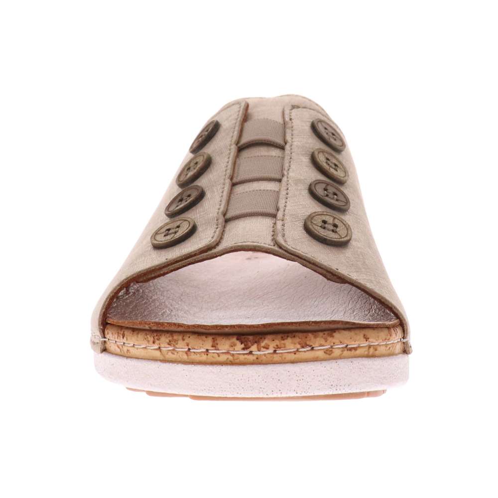 Antalya Slide Sandal - Gold Linen