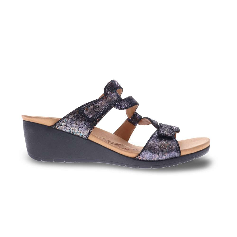 Sofia Wedge - Black Metallic Python