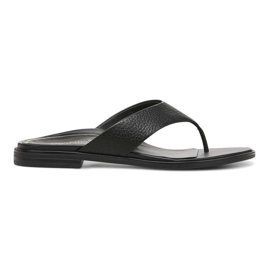 Agave Toe Post Sandal - Black Leather
