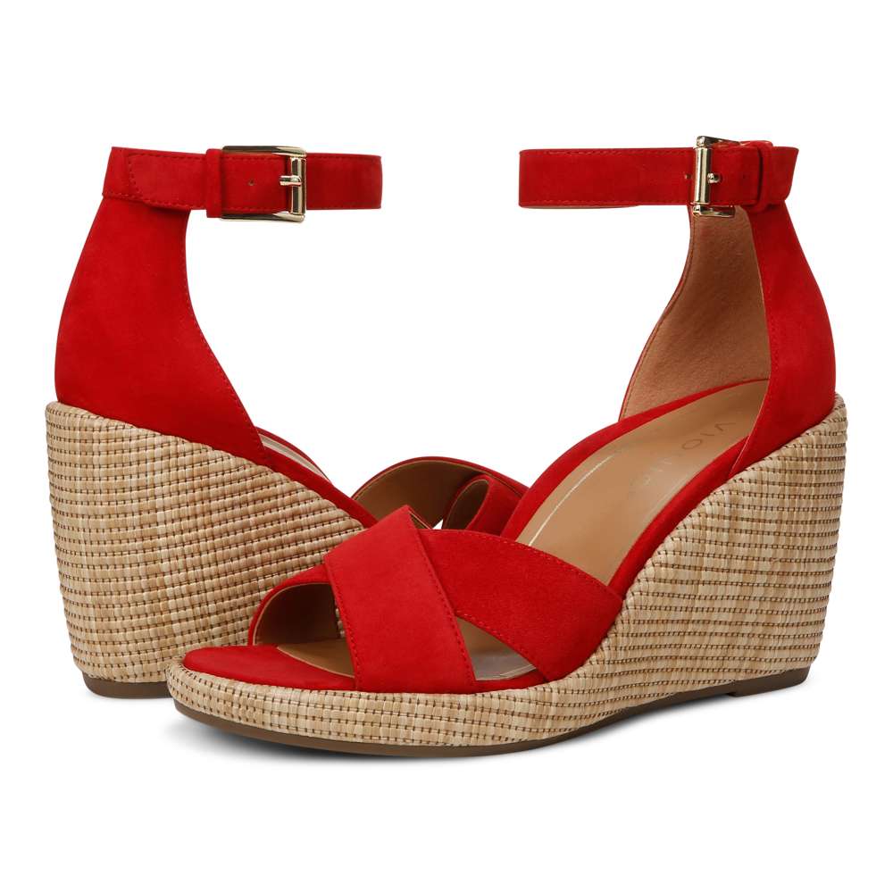 Marina Wedge Sandal - Red Suede