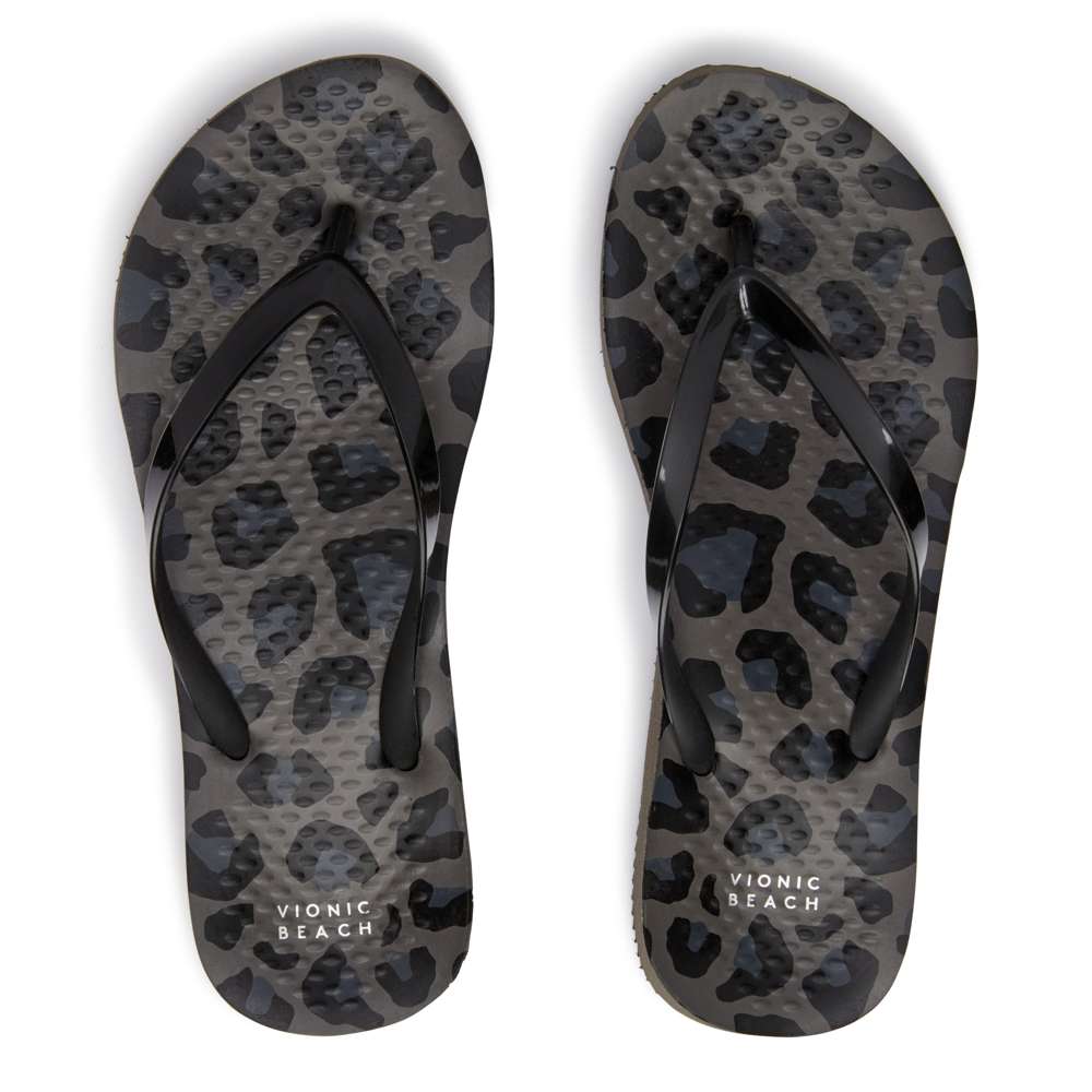 Noosa Print Toe Post Sandal - Leopard Black