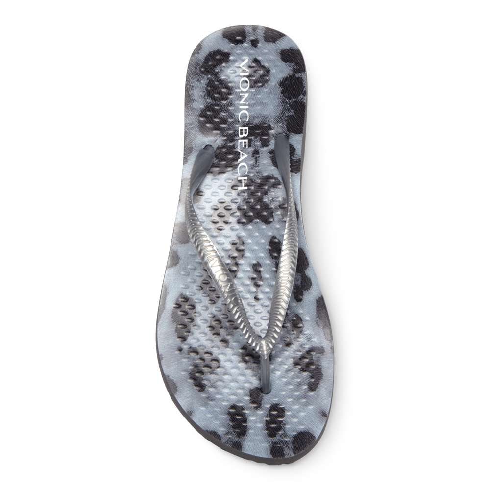 Noosa Print Toe Post Sandal - Black Cheeta Silver