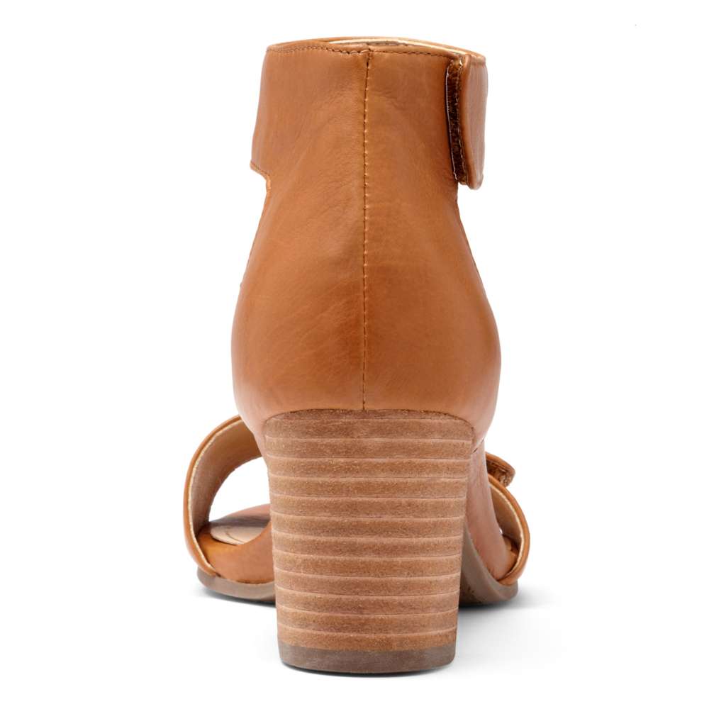 Solana Heeled Sandal - Saddle
