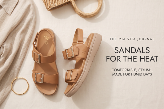 Mia Vita Bettina sandals in Fawn on linen, a comfortable summer sandal edit