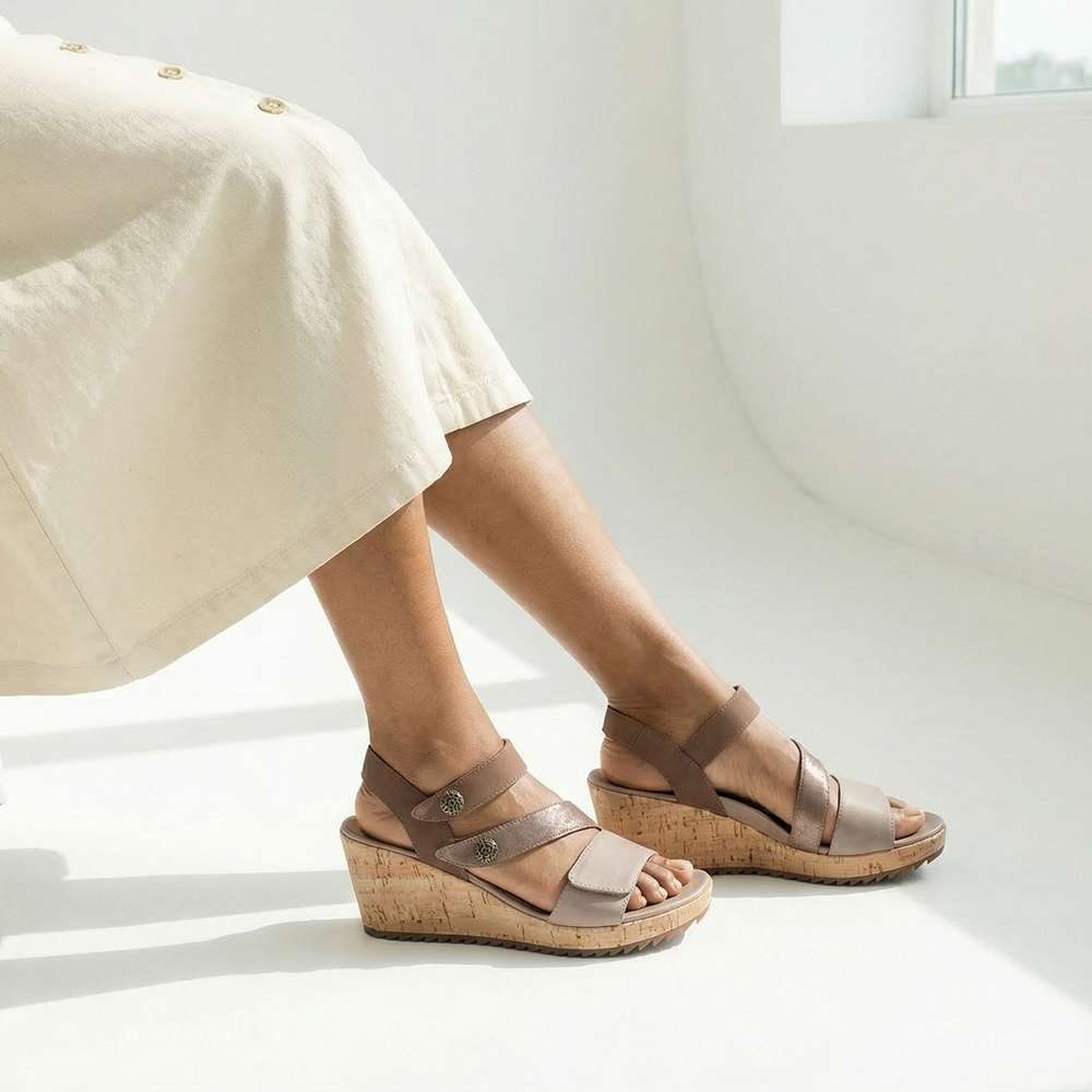 Madelyn Wedge - Taupe Multi