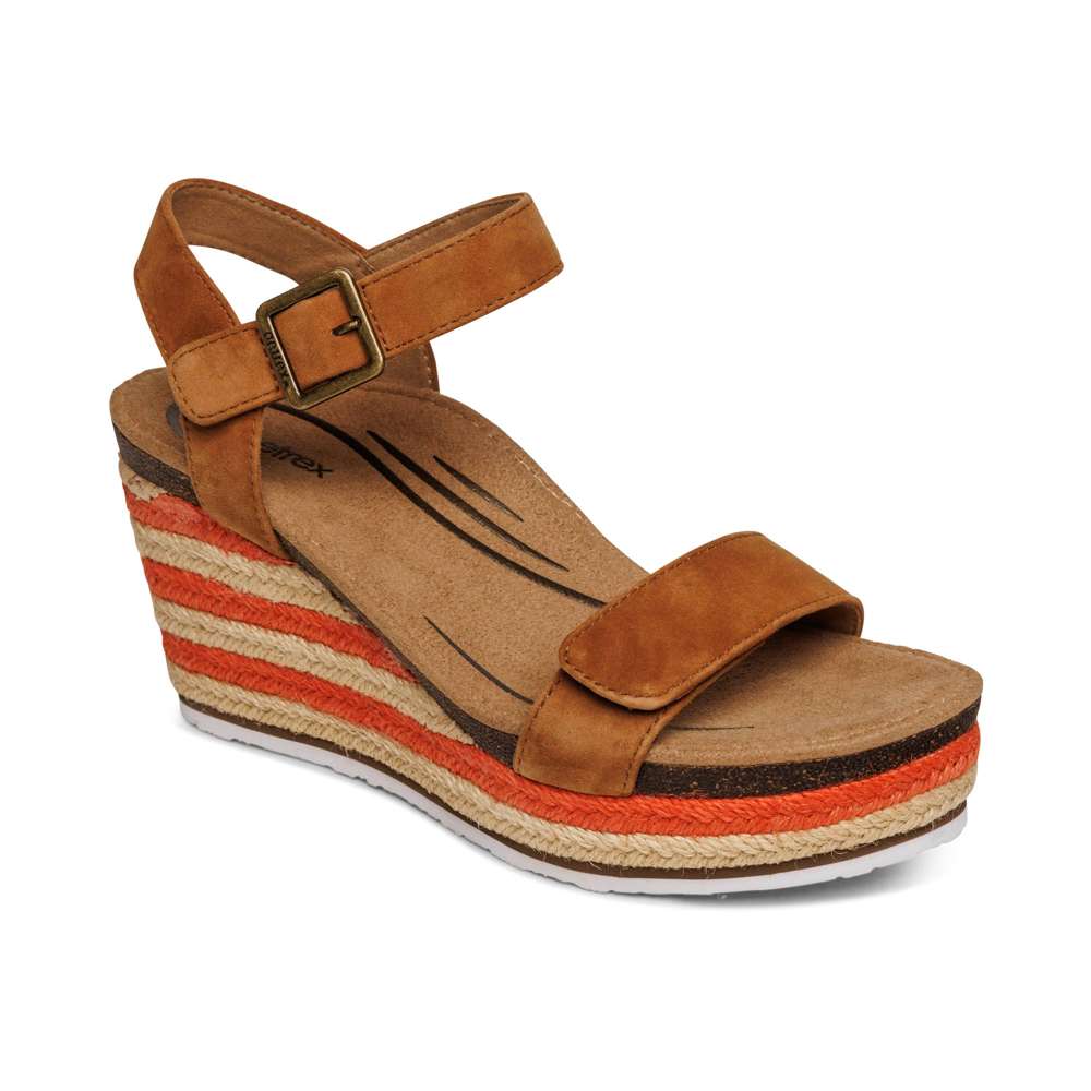 Sydney Espadrille Wedge - Cognac