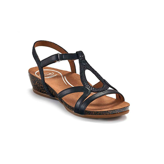 Juliet Backstrap Wedge - Black