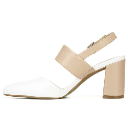 Suzie Block Heel - White/Nude