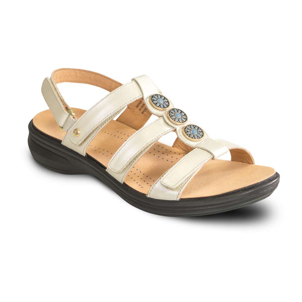 Santiago Back Strap Sandal - Pearlised White
