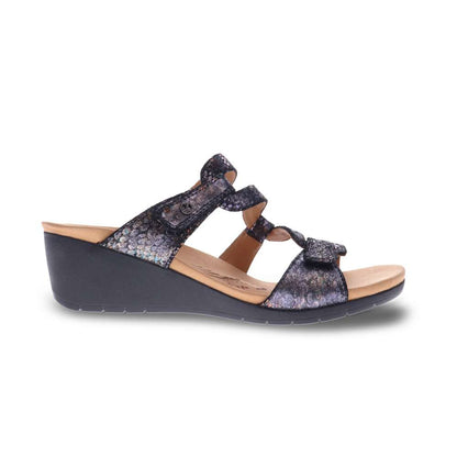 Sofia Wedge - Black Metallic Python