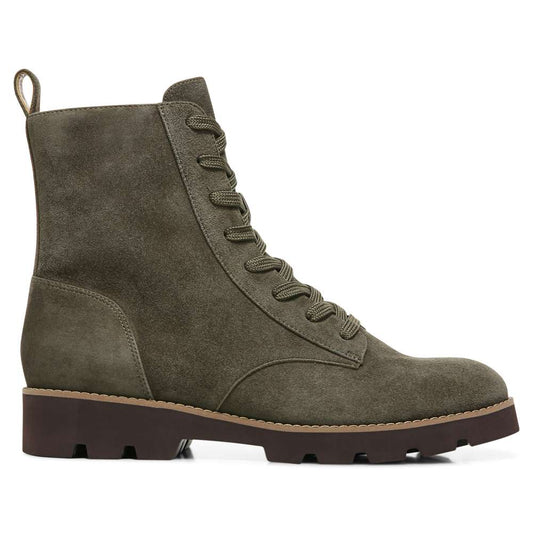 Lani Lace-Up Boot - Olive Suede
