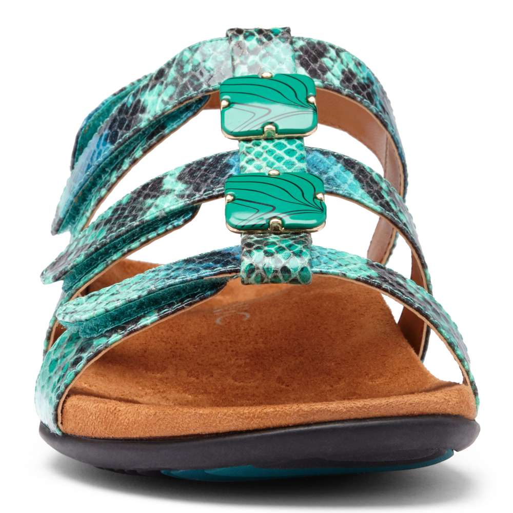 Amber Adjustable Sandal - Teal Snake