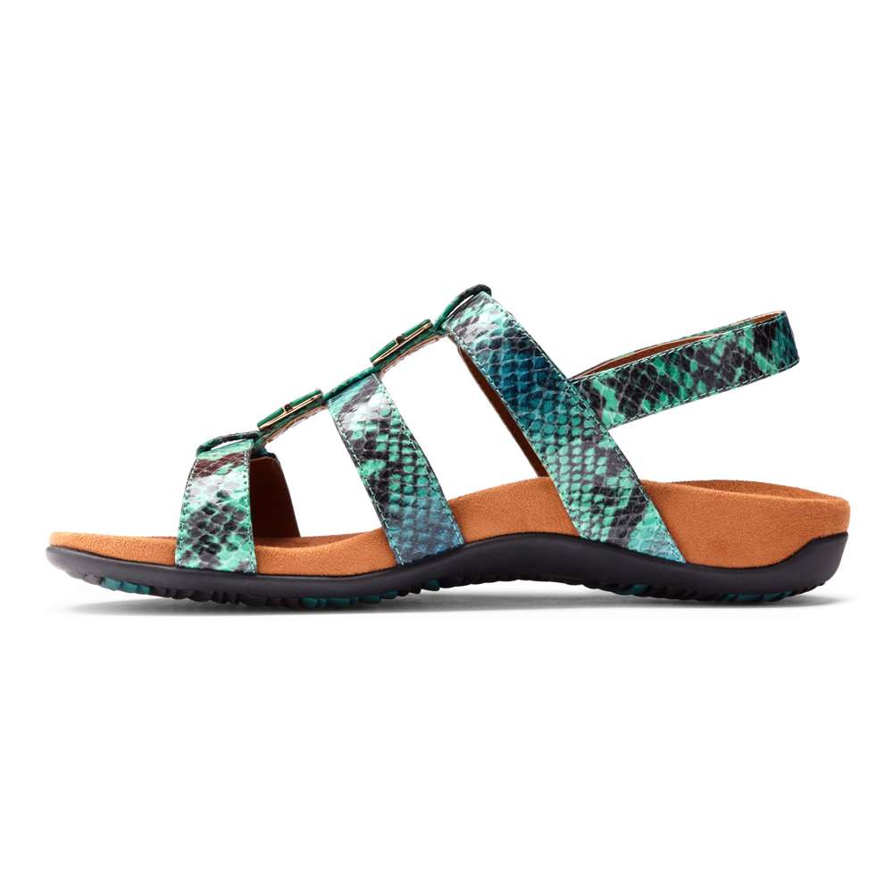 Amber Adjustable Sandal - Teal Snake