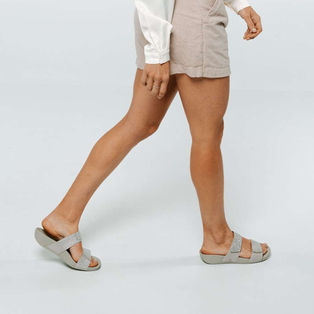 Avoca Slide Sandal - Silver Rhinestone