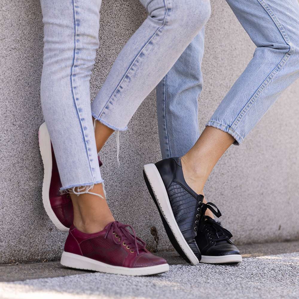 Belinda Lace-Up Casual Sneaker - Black Croc