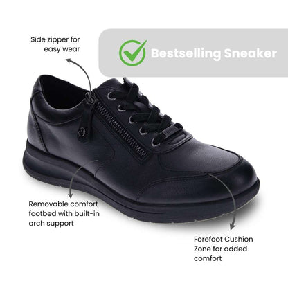 Boston Zip Casual Sneaker - Black French