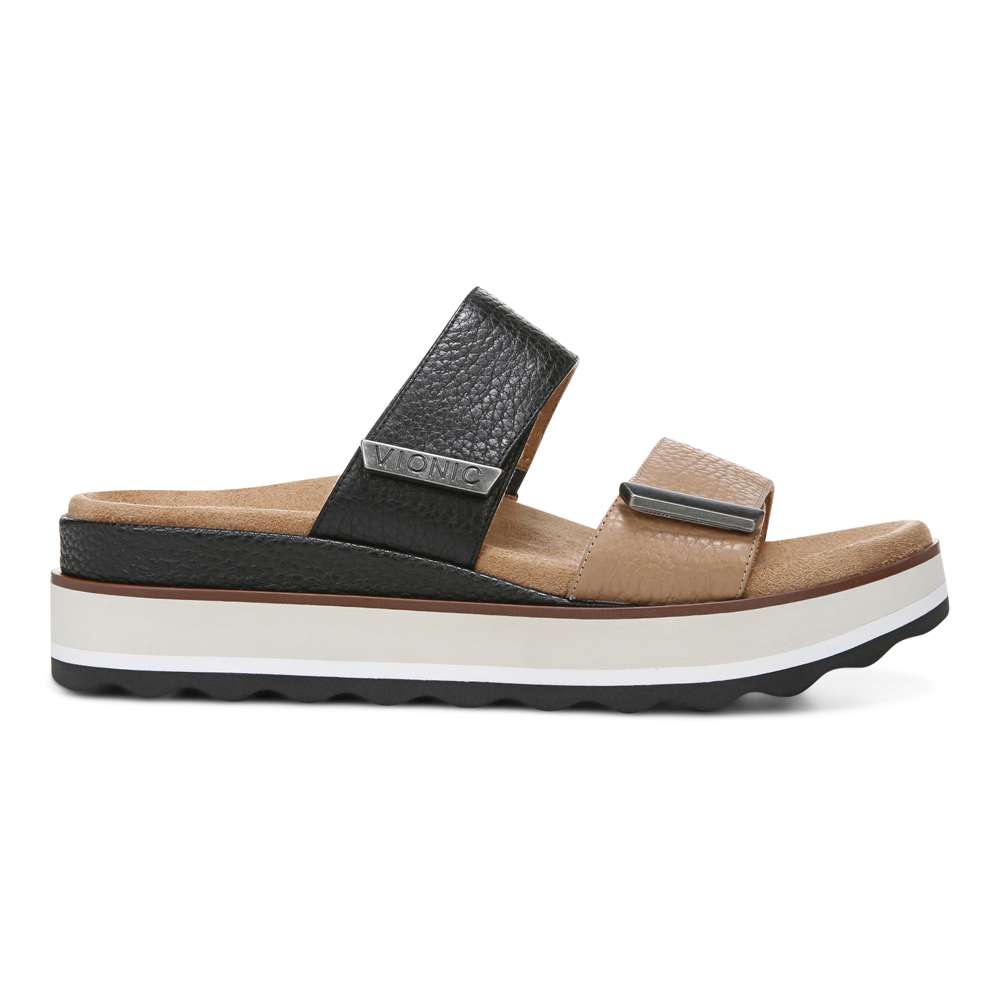 Brandie Flatform Slide - Black/Tan