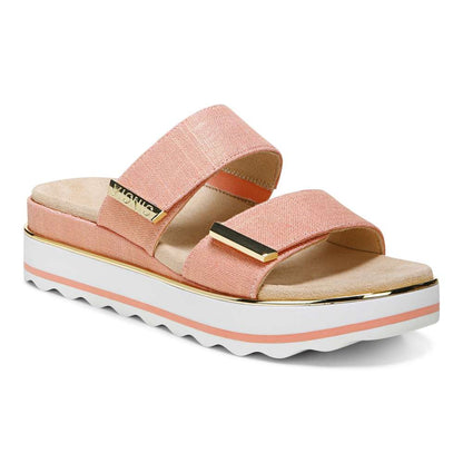 Brandie Flatform Slide - Papaya Linen