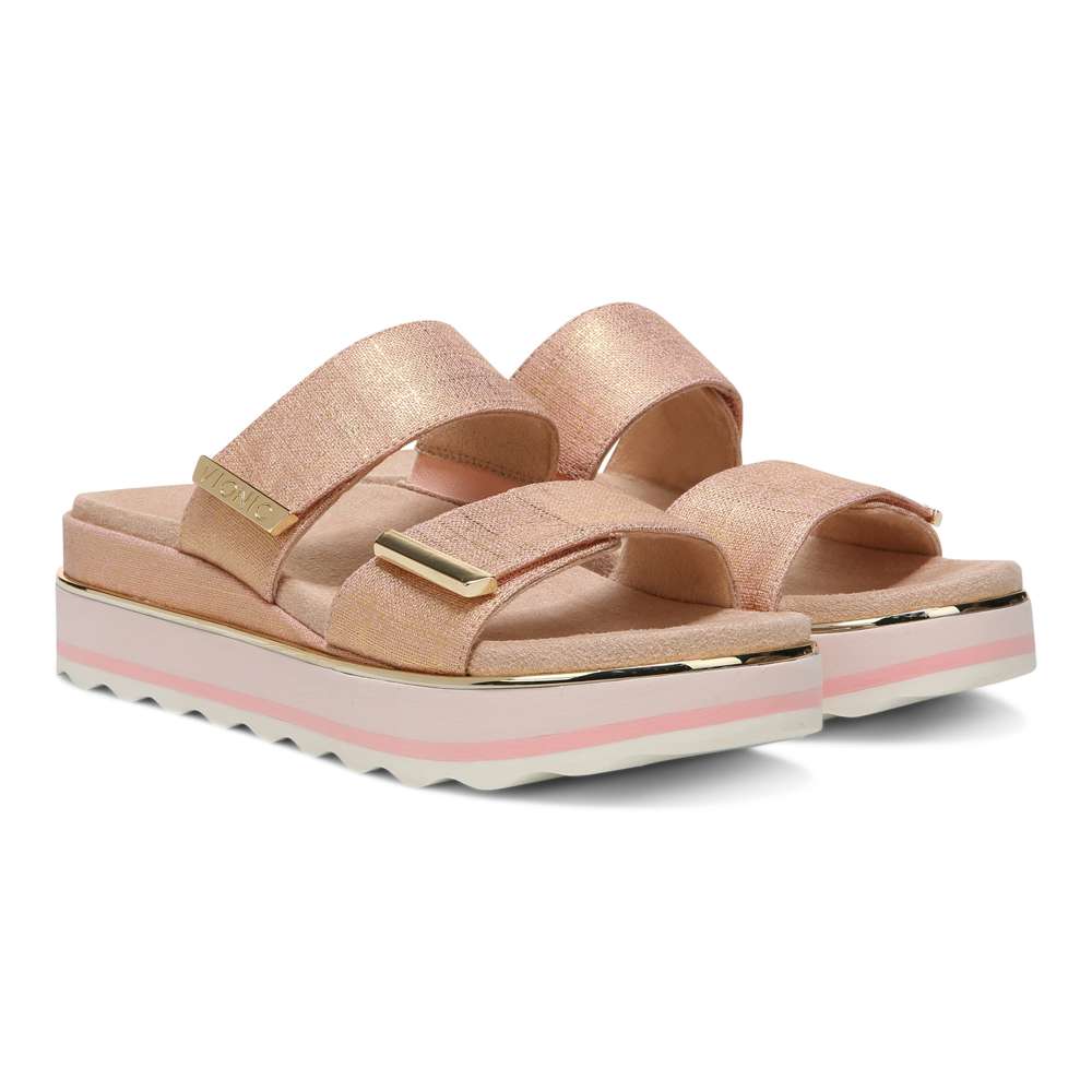 Brandie Flatform Slide - Roze Metallic