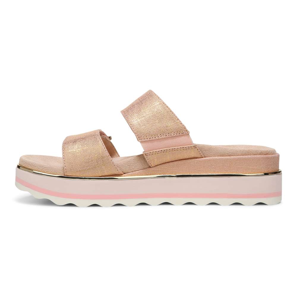 Brandie Flatform Slide - Roze Metallic