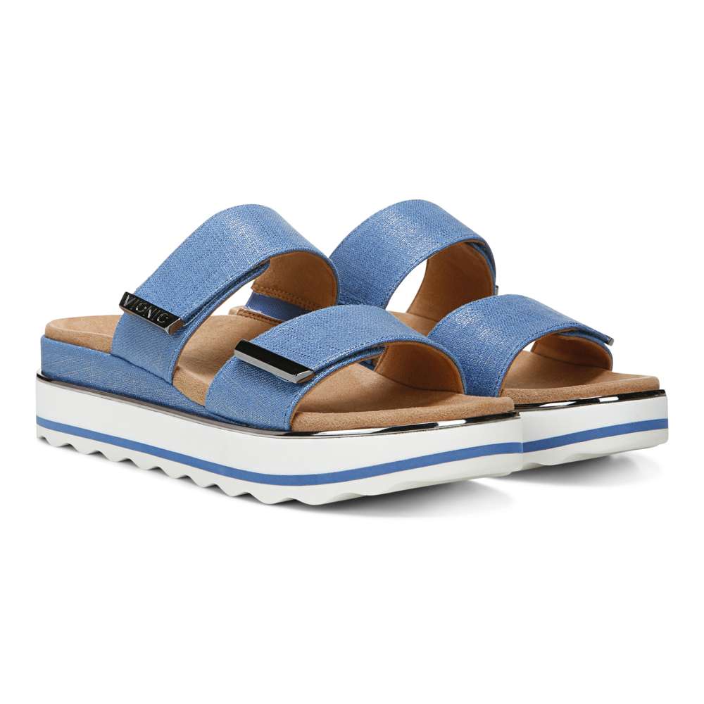 Brandie Flatform Slide - Vallarta Blue Linen