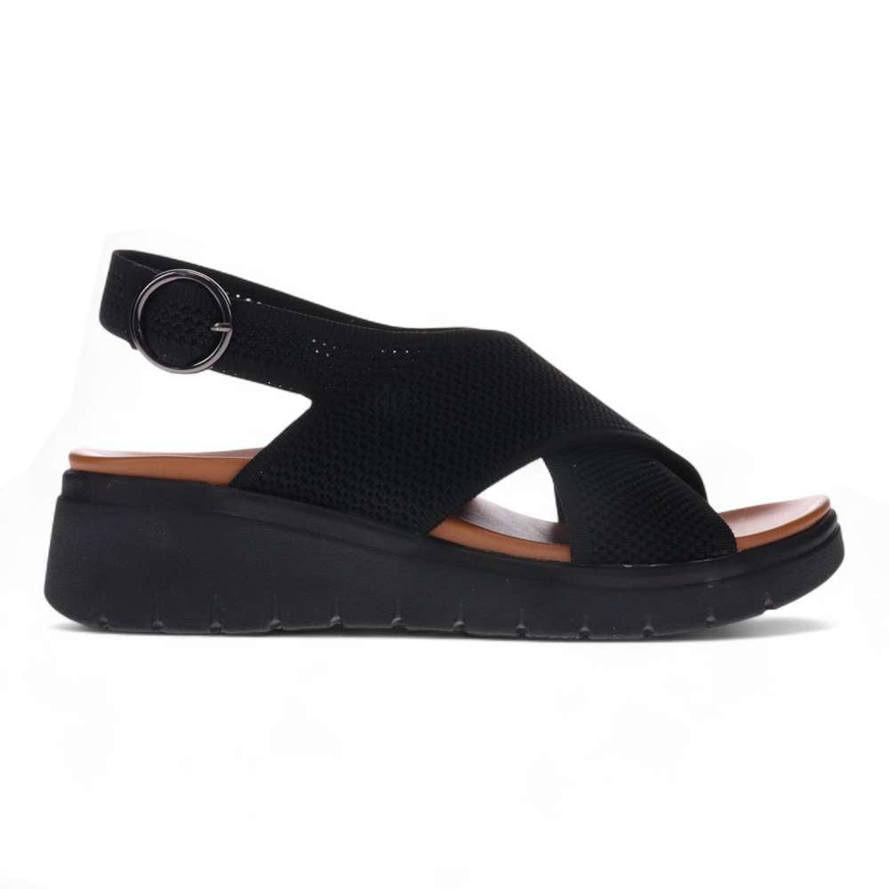 Celia Wedge Sandal - Black/Black