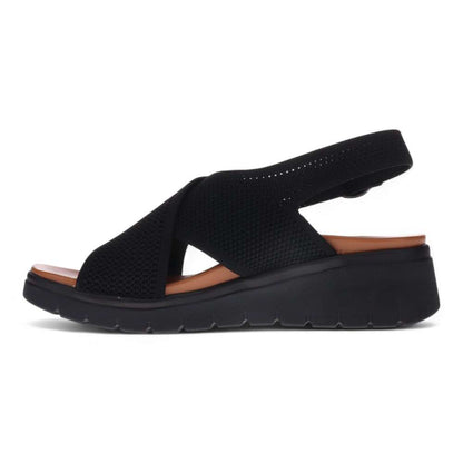 Celia Wedge Sandal - Black/Black