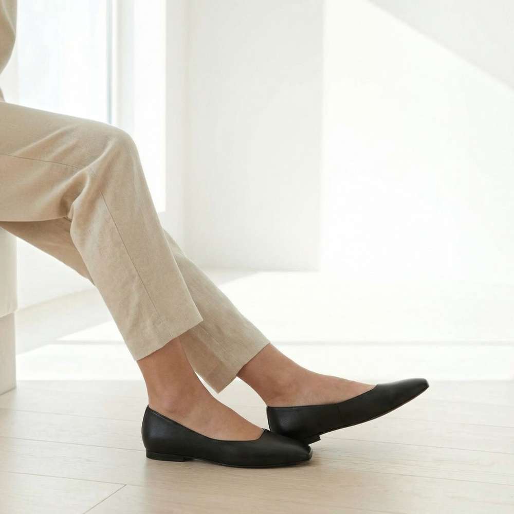Chelsea Ballet Flat - Black Leather