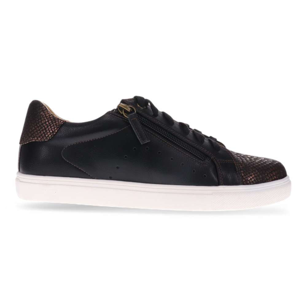Cleo Zip Casual Sneaker - Black/Bronze