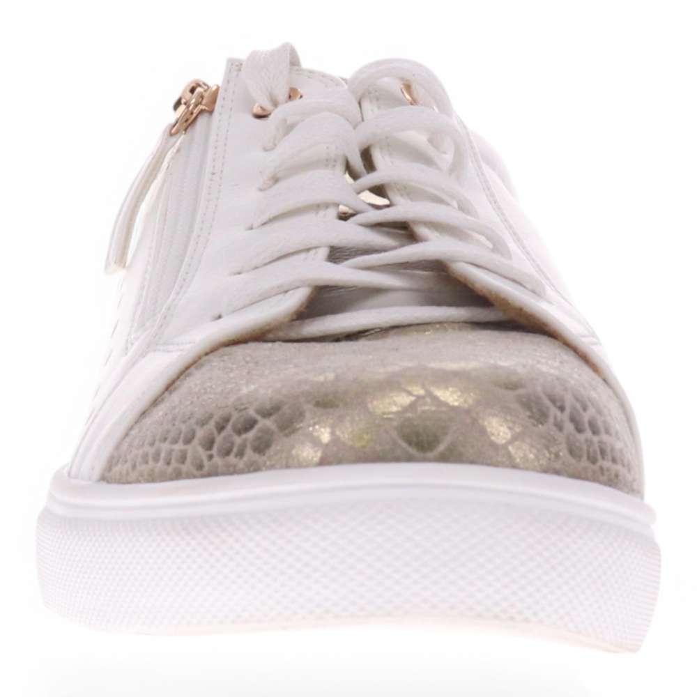 Cleo Zip Casual Sneaker - White/Gold