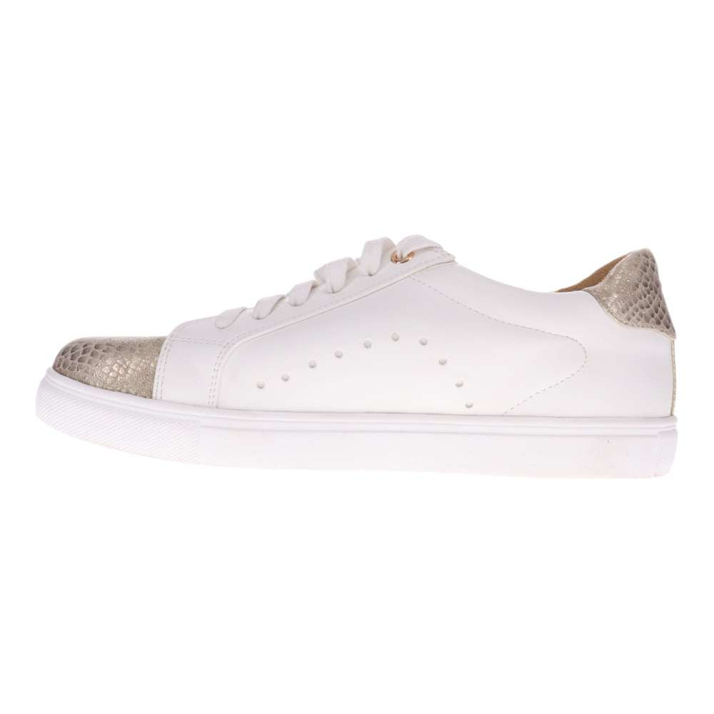 Cleo Zip Casual Sneaker - White/Gold