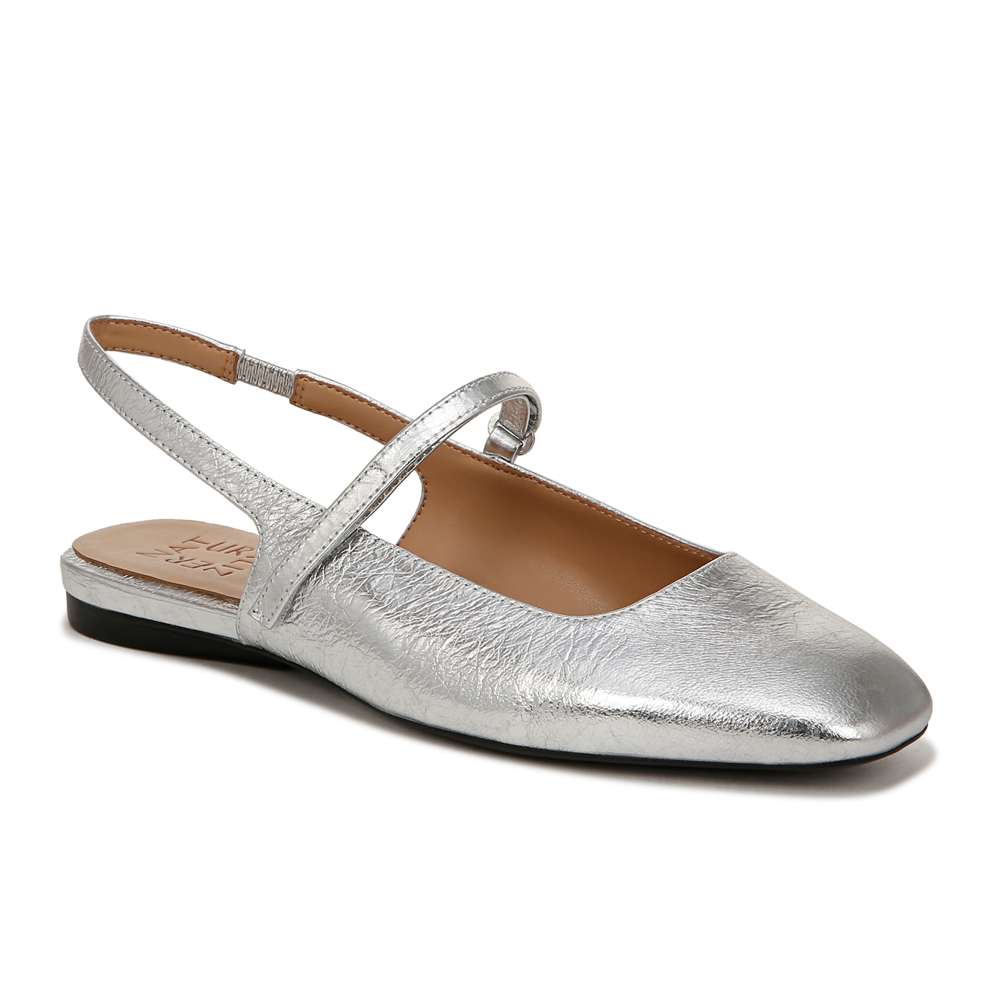 Connie Mary-Jane Slingback Flat - Silver