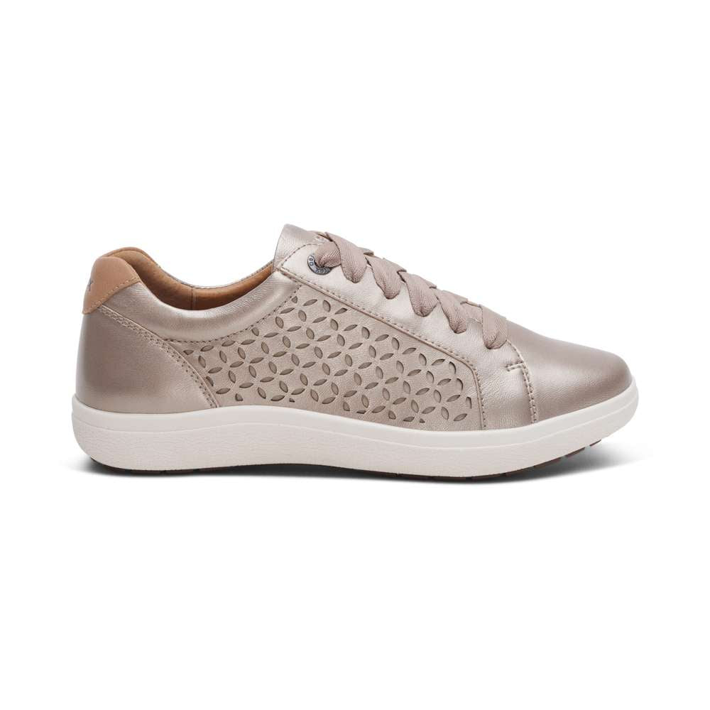 Courtney Lace-Up Sneaker - White Gold Cutout