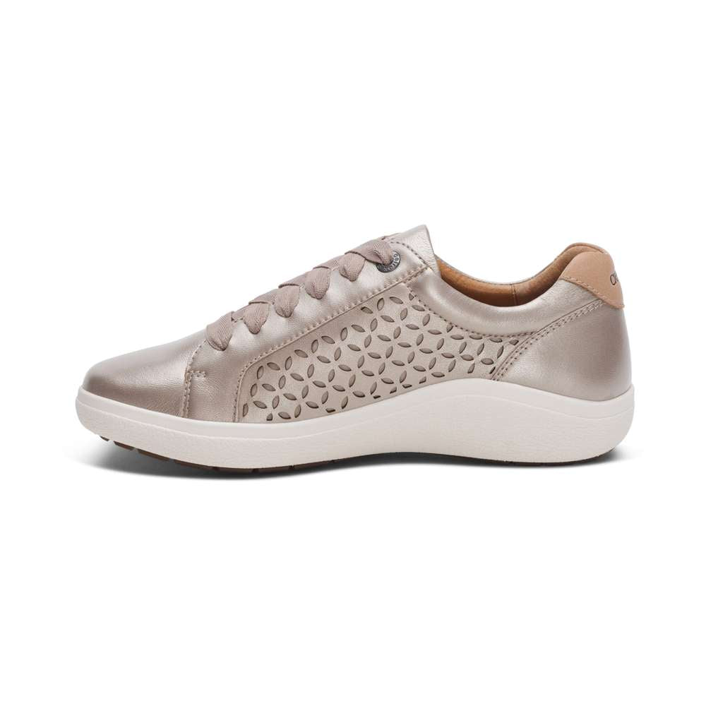 Courtney Lace-Up Sneaker - White Gold Cutout