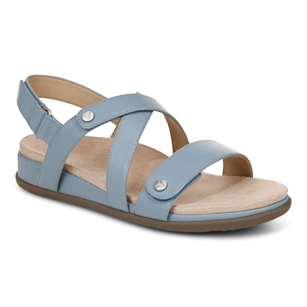 Vionic Cypress Back Strap Sandal in vintage blue haze leather
