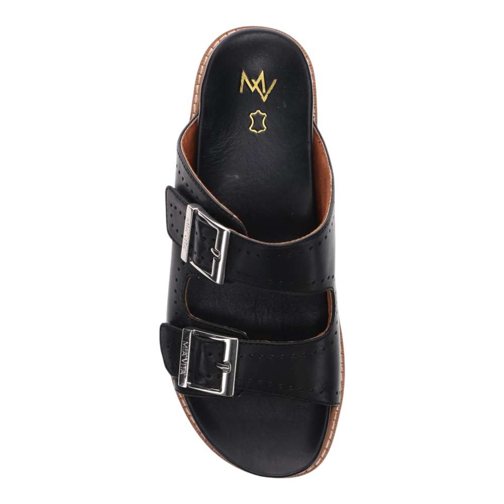 Daisy Leather Slide - Black