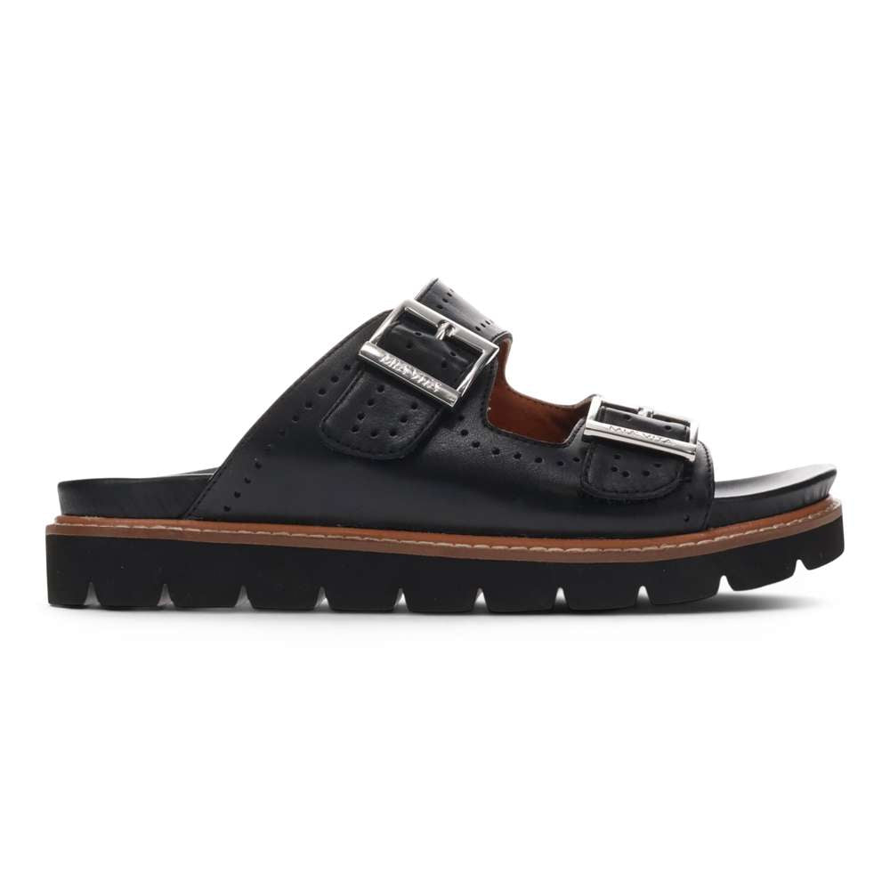 Daisy Leather Slide - Black