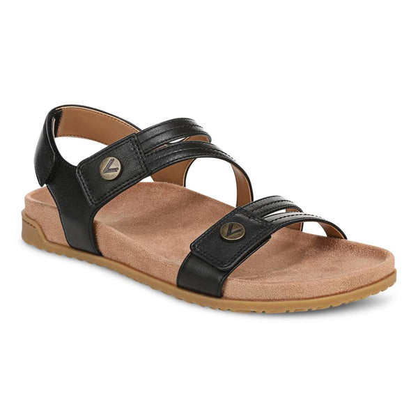 Vionic Essie Strappy Sandal in black leather