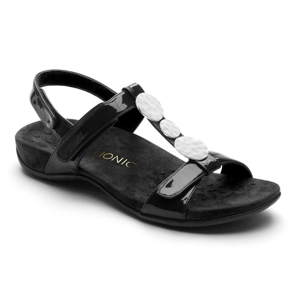Farra Adjustable Sandal - Black Patent