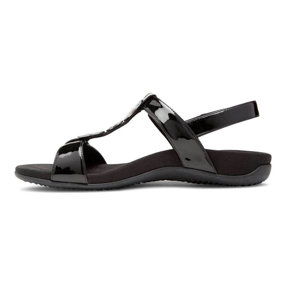Farra Adjustable Sandal - Black Patent