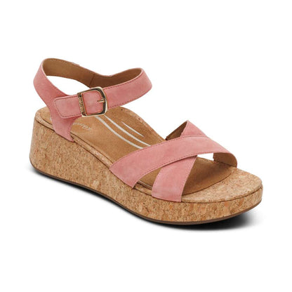 Flora Adjustable Strap Wedge - Antique rose
