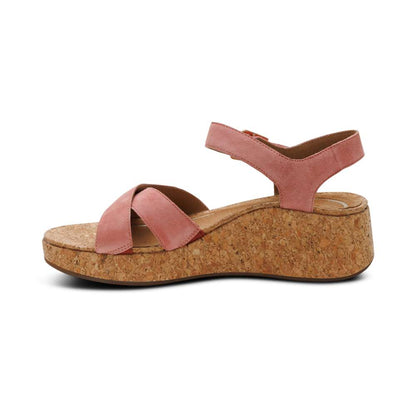 Flora Adjustable Strap Wedge - Antique rose