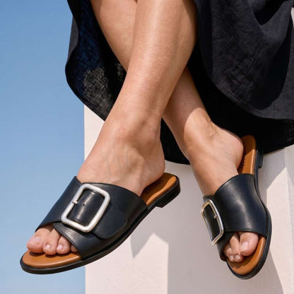 Forrest Slide - Black Leather