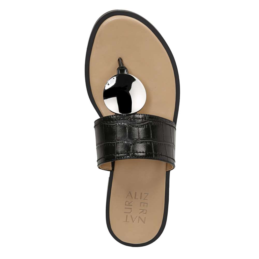 Frankie Toe Post Sandal - Black Croc
