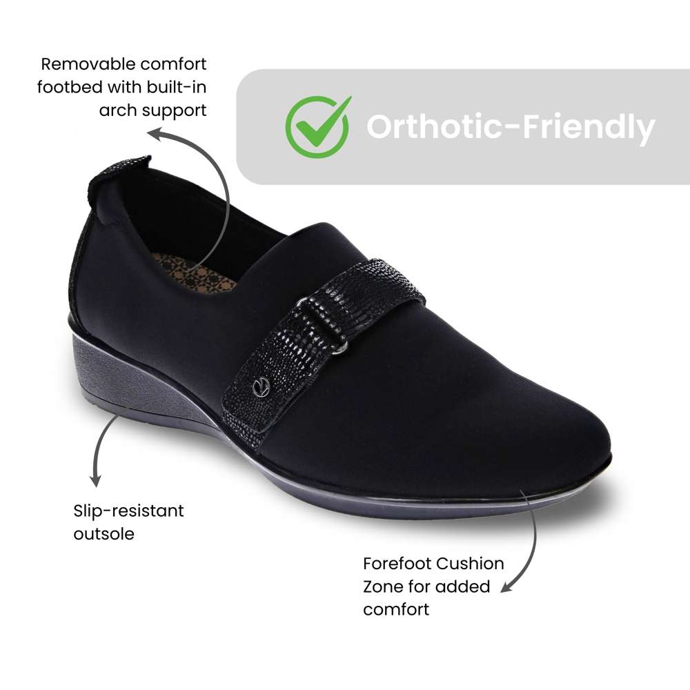 Genoa Stretch Loafer - Black/Black Lizard