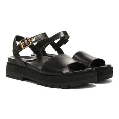 Jamie Flatform Lug Sandal - Black Leather
